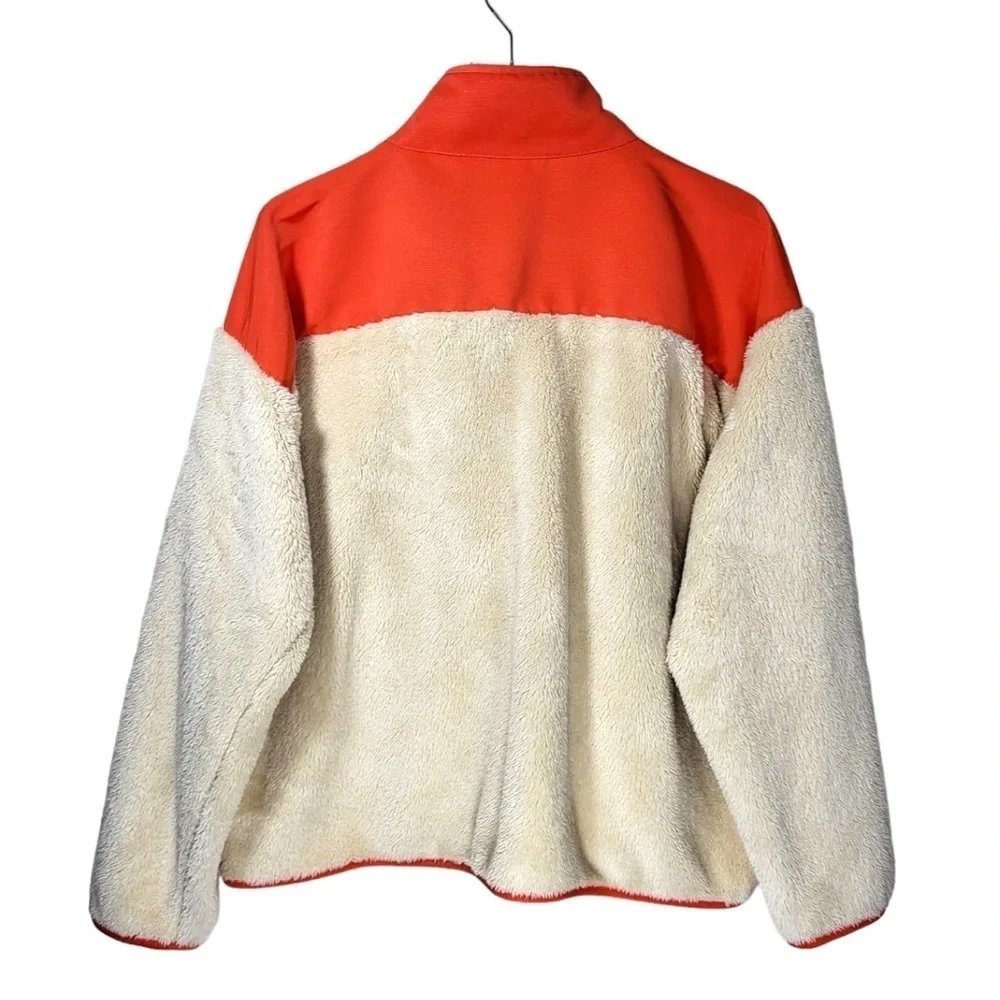 NEW J. Crew Weekend Superplush Sherpa Full-Zip Jacket in Colorblock Cream Orange - Picture 12 of 15